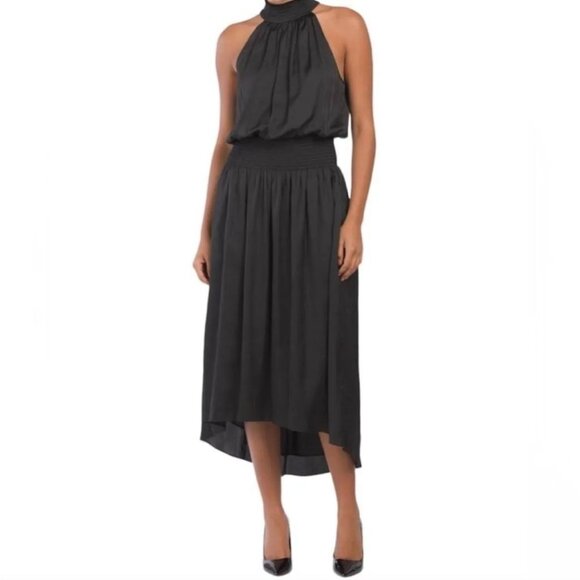 Ramy Brook Belle black Satin Hi/Low Midi Coctail Dress size S - Picture 1 of 10